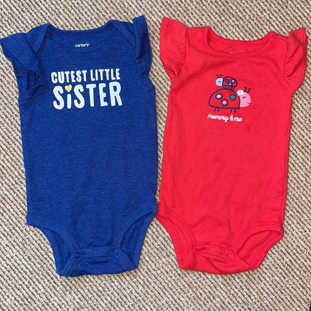 2 - Carters 12 month short sleeve ruffle cap sleeveless onesies